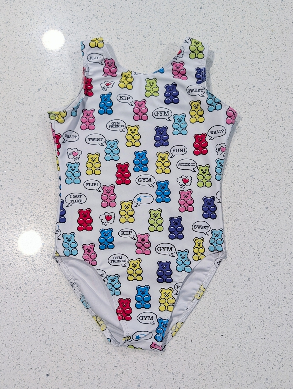SUPER CUTE Destira Gymnastics Dance Leotard Child Small GUMMY BEARS Rainbow SOFT